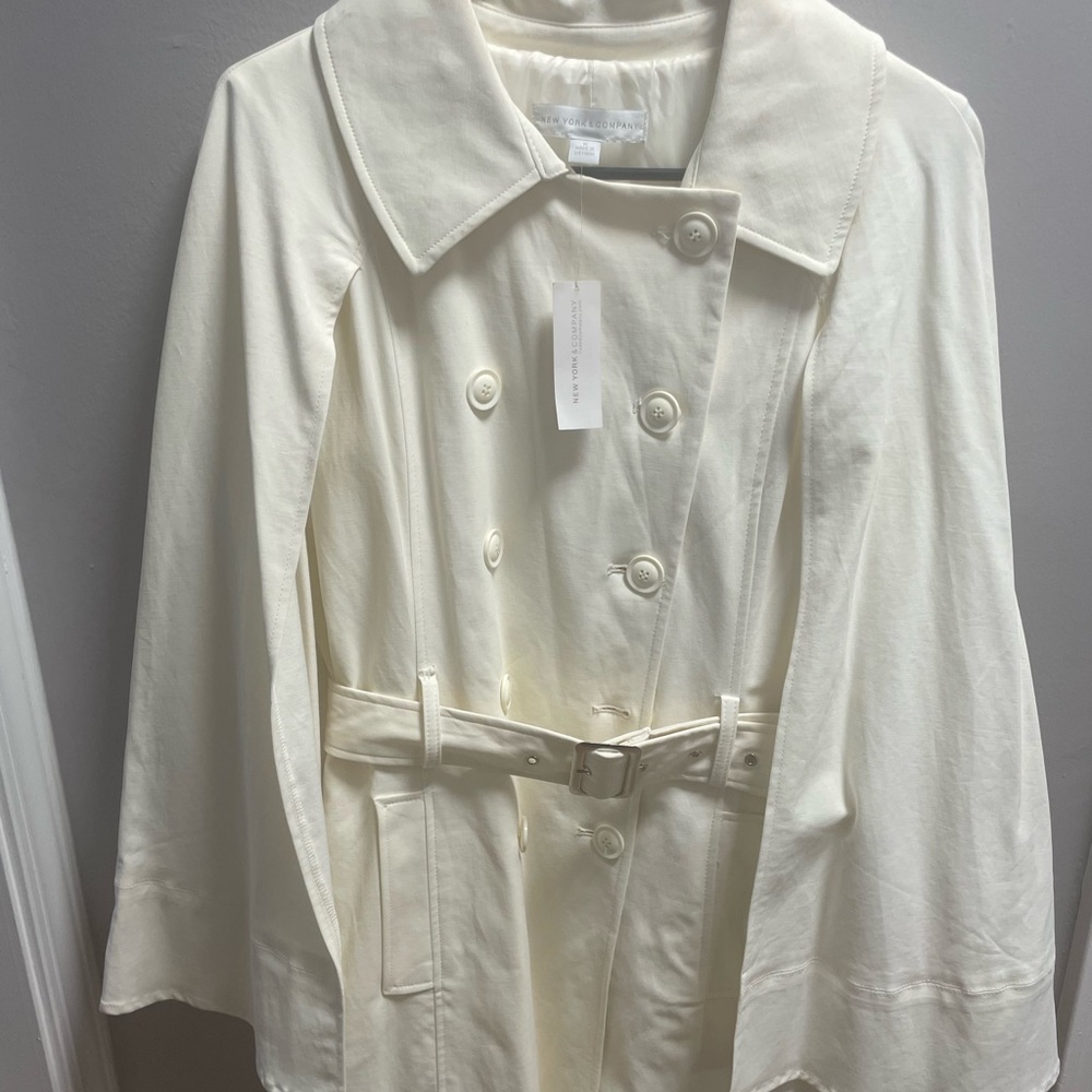 White cape coat from New York and Company